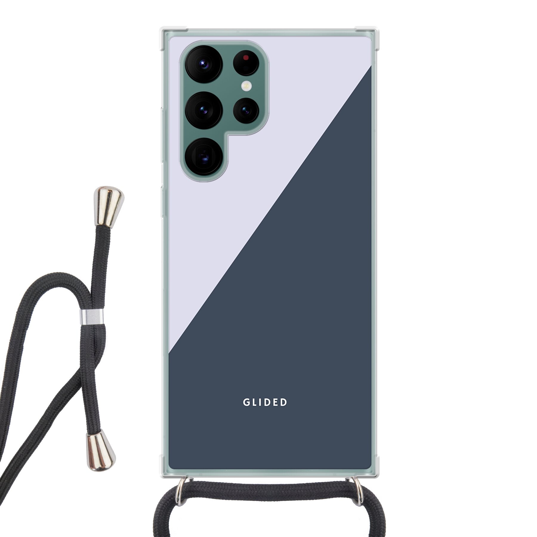 Edge Handyhülle für Samsung Galaxy S22 Ultra in Grau und Weiß, minimalistisches Design mit präzisen Aussparungen.